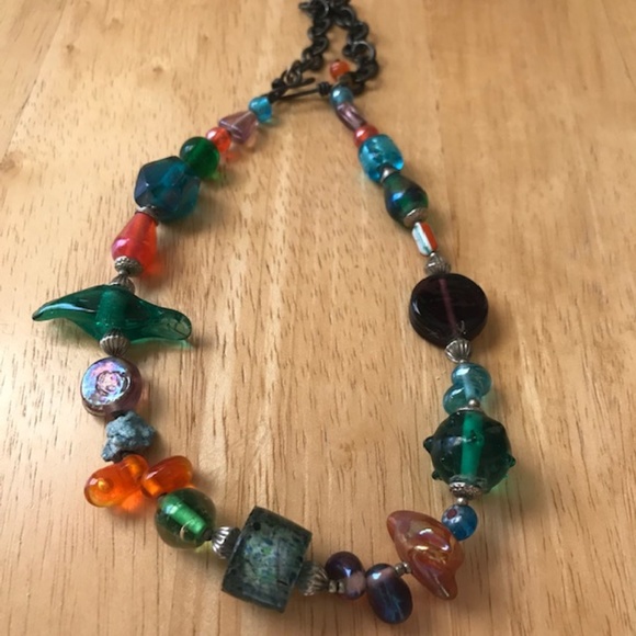 Tribal Glass Beaded Necklace Earrings Set Handmade - Picture 6 of 8